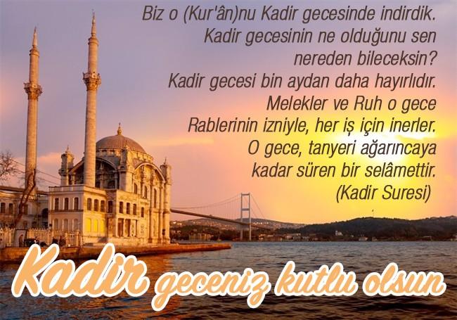 Bin aydan hayrl olan Kadir Gecesi bu sene 21 Haziran 2017 aramba gecesine denk geldi. Kadir Gecesi bol bol dua ve namazla geirilmelidir. Bu gecede Kadir Suresi ile 12 rekatlk tesbih namaz klnmas neriliyor. Kadir Gecesi'nde dostlarnz ve ailenizi de unutmayn. Kadir Gecesi mesajlarn resimli olarak cep telefonunuzdan ksa ve z gzel szlerle atabilirsiniz. Kadir Gecenizi internethaber.com olarak biz de kutluyoruz. te sizler iin hazrladmz resimli Kadir Gecesi mesajlar ve gzel szleri.