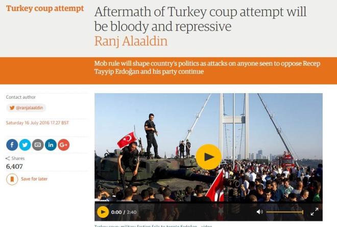 The Guardian: "Trkiye Darbe Giriimi Sonras ok Baskc Olacak"