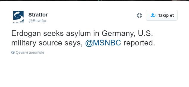 Stratfor: "Erdoan Almanya'ya Snma Talebinde Bulundu"