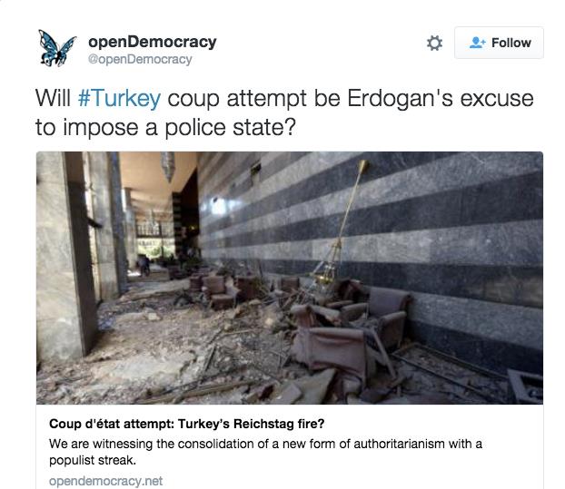 Open Democracy: "Darbe Giriimi Erdoan'n Polis Devletini Mi Kuracak"