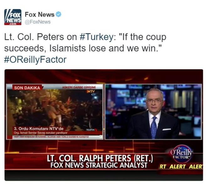 Fox News: "Darbe Baarl Olursa Biz Kazanacaz, slamclar Kaybedecek"