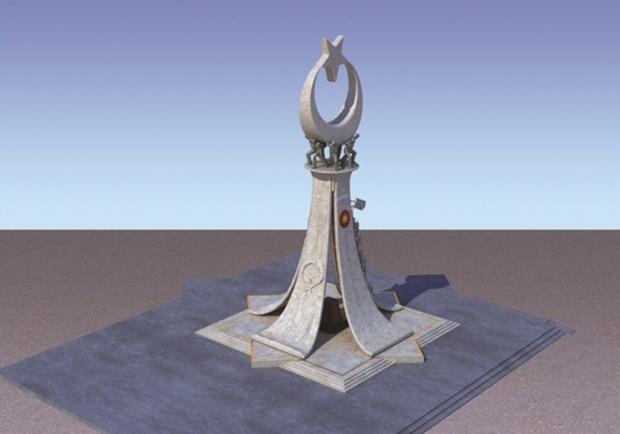 Kemerlerden 2 adedi giri k iin birer kap mahiyetinde olup, dier 3 kemer, ilerinde 250 ehidin isimlerinin yazl olduu kitabe nileri olarak kullanlmtr.