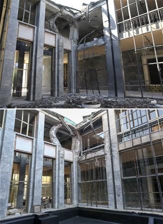 Sava uaklar tarafndan bombalanan meclis yerlekesi ar hasar grd. Bombalardan birinin isabet ettii TBMM'deki Babakan ofisinin n, demokrasinin mabedine yaplan saldrnn belleklerden silinmemesi iin olduu gibi korundu.