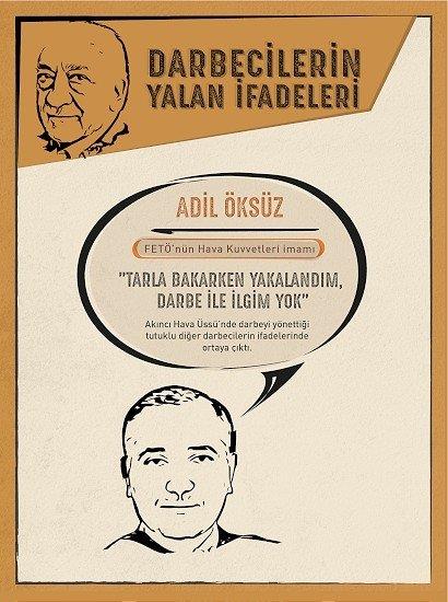 Tarla bakyormu  <p>  Darbe giriiminde Genelkurmay Bakan ile kuvvet komutanlarnn rehin tutulduu Aknc ss yaknlarnda gzaltna alnan ve darbenin en nemli ismi olan firari Adil ksz'n de ifadesi artmyor.  <p>  Savclk sorgusu ardndan karld mahkemece serbest braklan ksz ifadesinde, "Amcam, o blgede kymetli arazi olduunu gelecekte iyi para getireceini sylemiti. Ben de 14 Temmuz akam Sakarya'dan Ankara'ya geldim. Tarla bakarken yakalandm, darbe ile ilgim yok." demiti.
