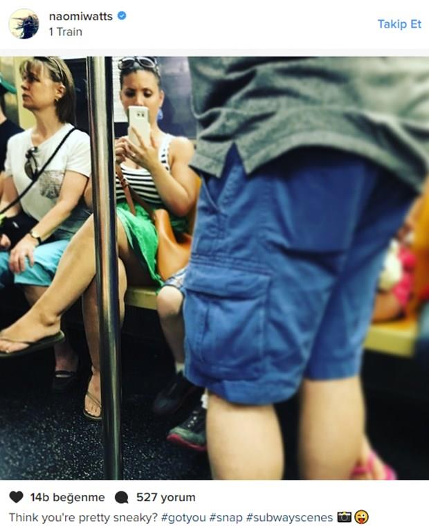 Oysa Naomi Watts&#8217;n da ona bir srprizi vard. nl oyuncu da hayrannn fotorafn Instagram&#8217;dan paylaarak, &#8220;Fazla sinsi olduunu mu dnyorsun? Yakaladm seni. Metro manzaralar&#8221; notuyla paylat.
