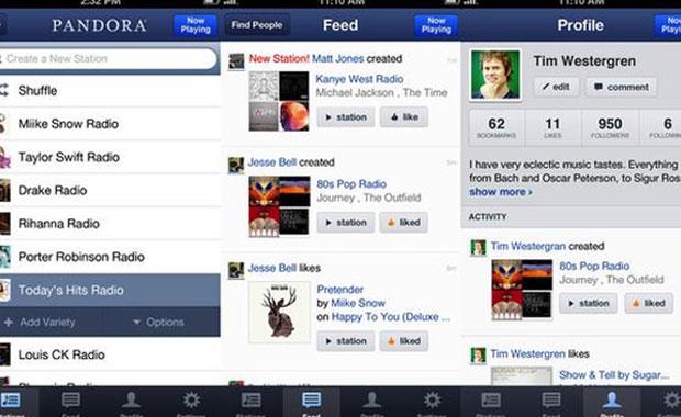 Pandora: Mobil uygulama zerinden 100&#8217;e kadar radyo kanal belirleyebilir, yzlerce mzii yksek kalitede dinleme frsat bulabilirsiniz.