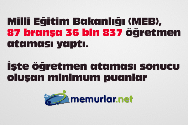 Milli Eitim Bakanl (MEB), 87 brana 36 bin 837 retmen atamas yapt.
