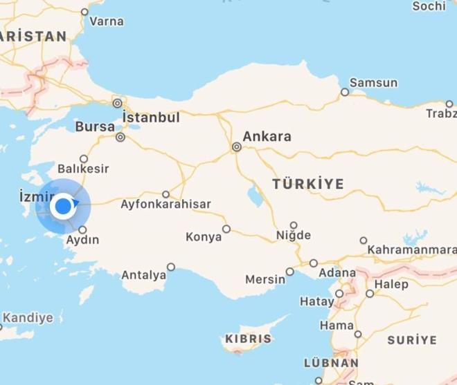 Zira Apple'n Haritalar uygulamasnda Afyonkarahisar'n ad yanl yazlm durumda.