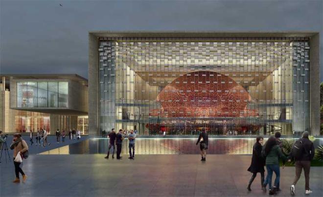 Tiyatro binas olarak 1946'da projelendirilerek Taksim Meydan'nda ina edilen AKM, Mimar August Perret tarafndan yapld. stanbul Kltr Saray adyla 1969'da hizmete alan merkez, 1970'te bir oyun srasnda kan yangn sonucu kullanlamaz hale geldi, onarmlarn ardndan 1977'de yeniden sanatseverlerle bulutu.