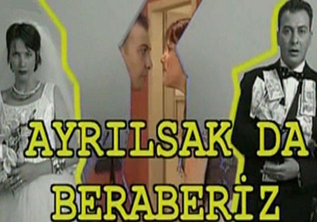 8- Ayrlsak Da Beraberiz<p>    Berna ve Teoman adl iki karakterin hikayesini izlediimiz 'Ayrlsak Da Beraberiz' dizisi de Trk komedi dizileri arasnda hem gen hem de daha olgun kitleyicinin takdirini kazanan bir yapm olmutu. 1999'da balayan 2004'te sona eren dizi en uzun diziler arasnda da yerini almt. Dizide boanm olmalarna ramen ayn evde yaamaya devam eden Berna ve Teoman karakterleri ve onlarn yakn evresini izlemitik.  <p>            Boanan bir iftin satn aldklar evden ayrlmak istememesi zerine salonu bir paravanla ortadan ikiye ayrmas ile beraber bir kez daha kltrel farkllklar konusu irdelenmiti. Barolde Hakan Ylmaz ve nce Janset ardndan Aye Tolga'nn rol ald dizi, 2015 ylnda ayn isim ancak farkl oyuncularla tekrar ekilmiti.