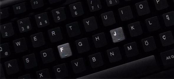 Klavye ile 10 parmak yaz yazarken F ve J harfleri iaret parmaklarn durduu yerlerdir.