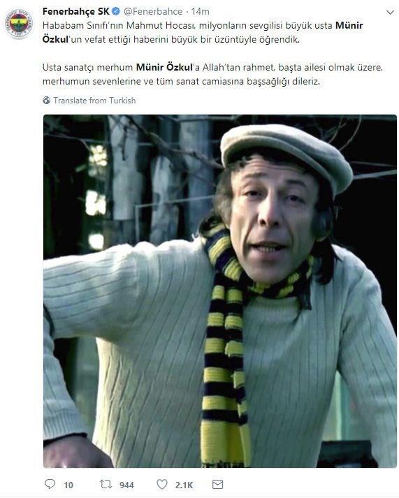 Yaar Usta, Mahmut Hoca ve Turucu Kazm gibi gnllere taht kuran pek ok karakteri canlandran Mnir zkul, 93 yanda hayatn kaybetti.  <p>    Sanat dnyasnn dnda siyasettten spor camiasna birok isim ve kurulu usta sanatnn lmnn ardndan Twitter paylamlaryla basal dileklerini iletirken, zntlerini paylat.