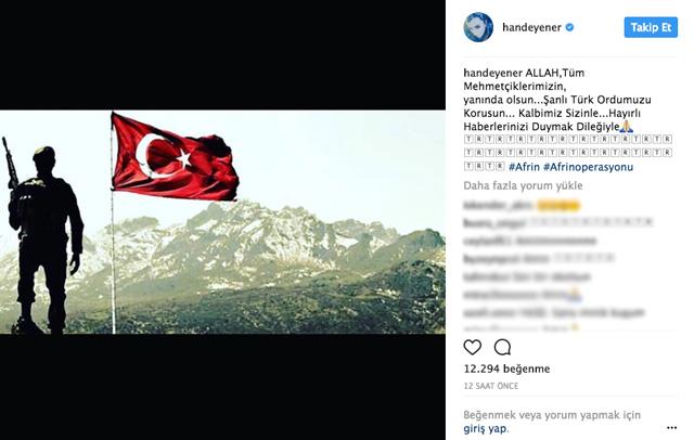 HANDE YENER: ALLAH,Tm Mehmetiklerimizin, yannda olsun&#8230;anl Trk Ordumuzu Korusun&#8230; Kalbimiz Sizinle&#8230; Hayrl Haberlerinizi Duymak Dileiyle