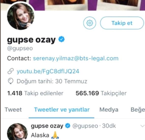 Oyuncu Gupse zay, Afrin ile ilgili paylam yapmayp, Alaska'daki depreme zlnce tepkilerin hedefi oldu. Oyuncu tepkiler zerine ilgili tweetini silmek zorunda kald.