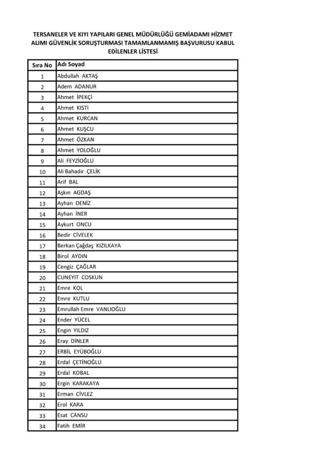 ULATIRMA BAKANLII (KABUL EDLENLER)