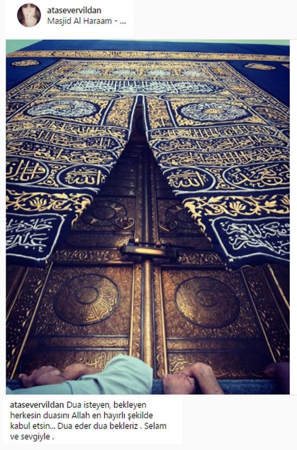 Atasever, ektii fotoraf "Dua isteyen, bekleyen herkesin duasn Allah en hayrl ekilde kabul etsin... Dua eder dua bekleriz . Selam ve sevgiyle..." notunu derek Instagram'da paylat.