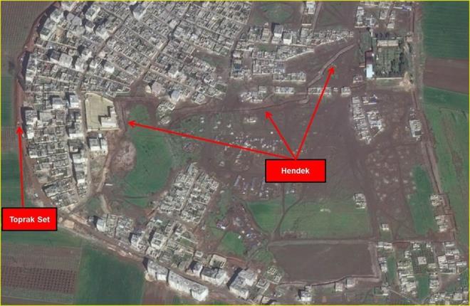 Zeytin Dal Harekat kapsamnda yrtlen almalarda terristlerce, Afrin evresi ile ilede baz blgelerin hendek ve toprak setlerle evrildii ortaya kt. Set ve hendeklerin, blgedeki terr rgtleri tarafndan hem mevzi hem de engel sistemi olarak tasarland tespit edildi.