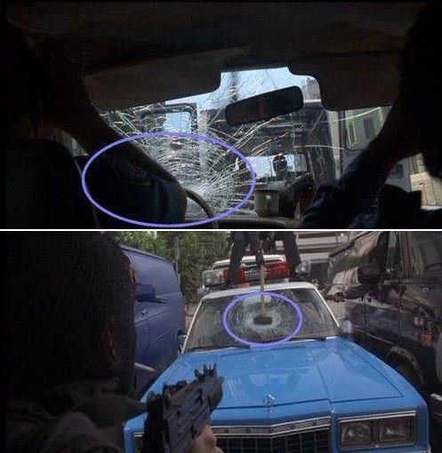 n camdaki balyoz darbesi dardan bakldnda ortada ierden bakldnda solda gzkyor.