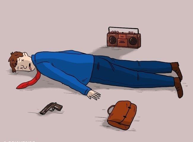 TEYP    Bir adam yannda silah, anta ve teyiple l bulunuyor. Polis teypteki son kayd dinlemek iin "Play" tuuna bastnda, "Bu hayattan ok yoruldum artk acm sonlandrmak istiyorum" diyen bir ses ve hemen peinden silah sesi duyuyor. Ancak polisler bunun intihar deil bir cinayet olduunu dnyor. Ses kaydna ramen polisler bunun bir cinayet olduunu neden dnd?