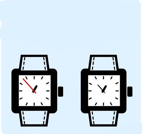 Soldaki saat oyuncak. nk yelkovan saatin etrafnda tam tur atamayacak kadar byk.