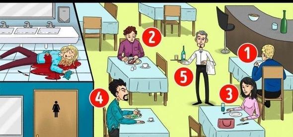 Restorann tuvaletinde kanlar iinde yerde yatan kadnn katili resimdeki numaralandrlm insanlardan hangisi? Dikkatli bakn, kk ayrntlar katili ele veriyor...