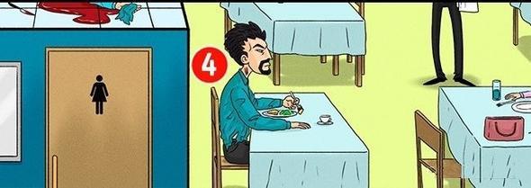 Katil 4 numaral adam. Masasndaki eksik bak maktuln hemen yannda duruyor. Gmlei dalm ve kenar yrtlm. stelik yrtk para da kadnn elinde. Adamn boaznda muhtemel bir boumadan kalma maktuln trnak izleri de dikkat ekiyor.