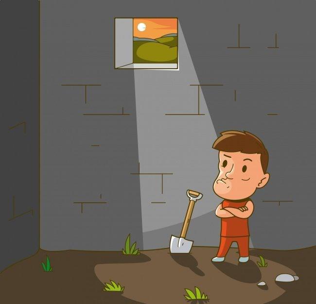 Jack krei kullanarak pencerenin altnda topraktan bir tmsek yapar ve pencereye trmanarak kaar.