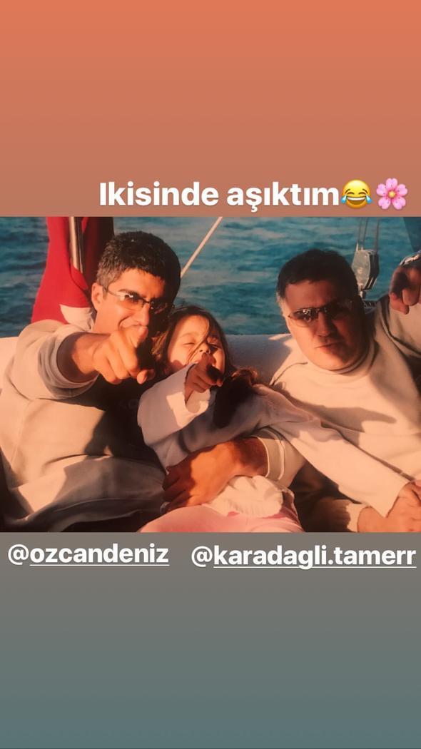 Babas Hamdi Alkan ve babasnn oyuncu arkadalaryla ekildii fotoraflar yaynlayan Zeynep Alkan, Tamer Karadal ve zcan Deniz&#8217;in yer ald kareyi 'ikisine de aktm' notuyla paylat.