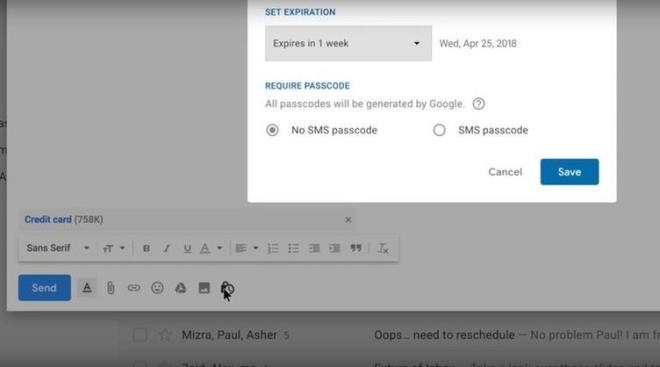 Gmail'in yeni tasarmnda belki de en dikkat eken zellii gnderilen e-postalarn belirlediiniz sre sonunda kar tarafn mail kutusundan silinebilme imkan. Kar tarafn da bildii bu zel e-postalara zel bir gizlilik modu yardmyla sre belirleyebiliyor; kar tarafa gnderdikten sonra istediiniz sre sonunda tamamen iki ynl silinebilmesini salyorsunuz.
