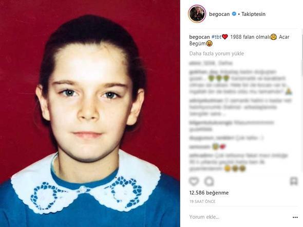 Mavi nl ile objektife poz veren kii Begm Ktk'n ta kendisi. Begm Ktk, fotorafn instagram sayfasnda takipileri ile paylat ve altna "1988 falan olmal... Acar Begm" notunu dt.