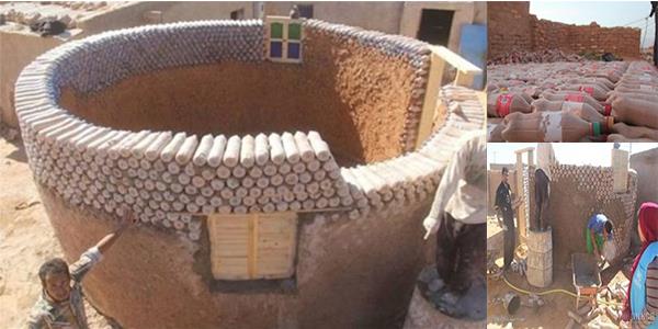 Cezayir'de yaayan Tateh Lehbib Breica (27), iini kumla doldurduu pet ieleri kullanarak evler yapyor ve bu yaplar betonarme yaplardan daha dayankl oluyor. Evlerin yapln grenler aknln saklayamyor.