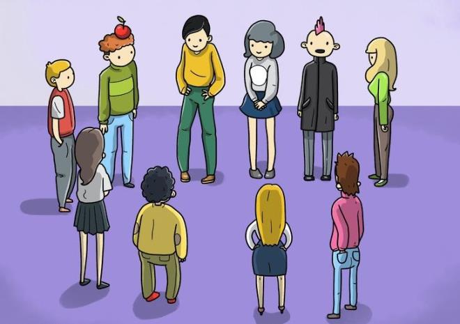 Odadakilerden birinin kafasna konulan elma 9 kii tarafndan grlrken sadece bir kii tarafndan grlemez.