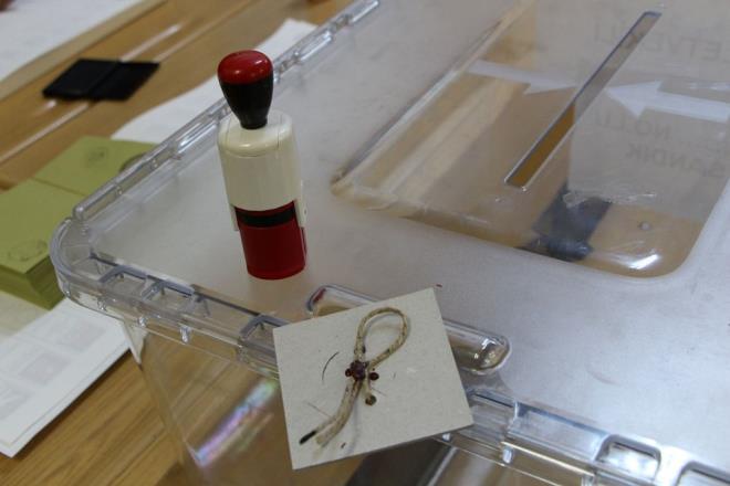 Birleik oy pusulasndan baka, zarfa hibir ey konulmayacak, aksi halde kullanlan oy geersiz olacak. Semene birleik oy pusulas verildikten sonra hata veya baka bir neden ileri srlerek yeni bir birleik oy pusulas verilmeyecek.ttifak alan ierisinde, "EVET" mhrnn, bir siyasi partiye ayrlan alana, hem bir siyasi partiye ayrlan alana hem de ittifak unvan blmne, ittifak unvan blmne taacak ekilde bir siyasi partiye ayrlan alana baslmas halinde, bu oy pusulalar geerli kabul edilecek ve saym dkm cetvelinde o siyasi partinin cetveldeki stununa iaretlenecek.