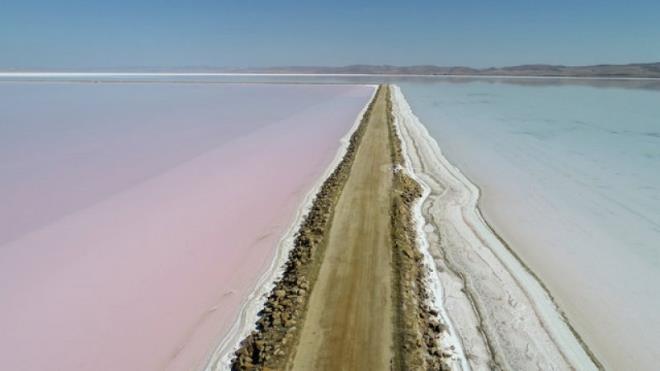 Su iinde bulunan dunaliella salinalar, tuzluluun youn olduu yerlerde daha fazla yaad iin krmzlk yer yer ve zaman zaman artmakta, azalmaktadr.