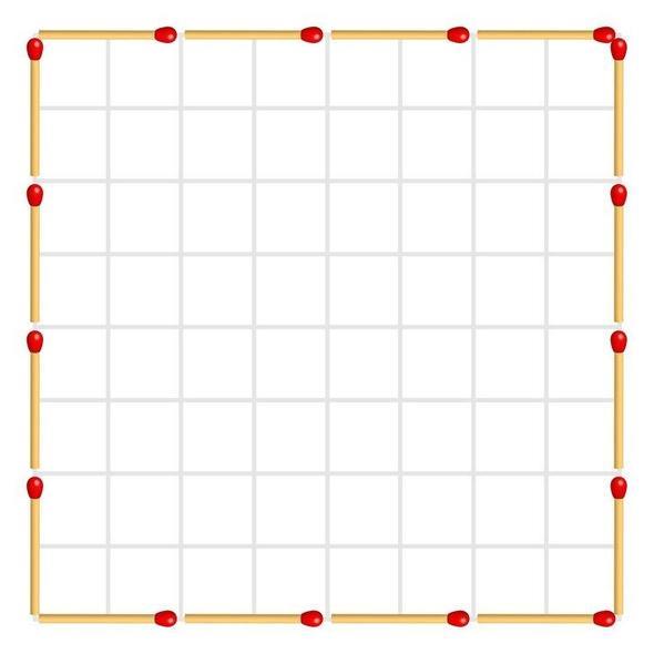 Resime 15 kibrit p ekleyerek birbirine tamamen eit 4 alan oluturun. (Kibrit plerini krmak yasak)