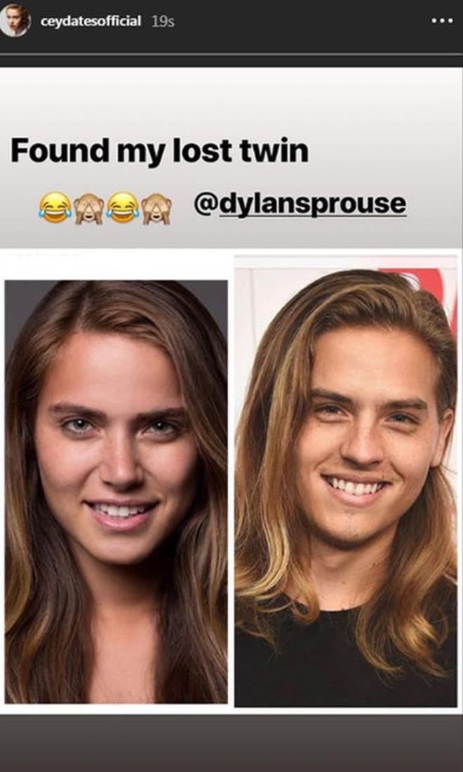 Ceyda Ate, oyuncu Dylan Sprouse ile fotorafn kolajlayarak sosyal medya hesabndan, "kizimi buldum" notuyla paylat