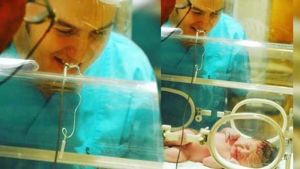 Mustafa Ceceli, olu Arn'n doduu gn hastane odasnda ekilen fotoraf Instagram sayfasnda takipileri ile paylat.