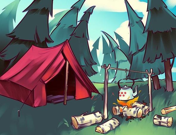 evrede sadece am aalar varken kamp ateinin baka odunlarla yaklm olmas