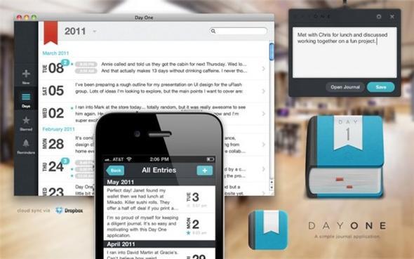Day One  <br>  Day One, gnlk tutmak veya Facebook, Tumblr, Twitter gibi sosyal alarda paylamak iin detayl hikayeler yazmak isteyenlerin ilgisini ekebilecek bir uygulama.