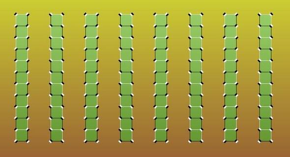 Hareketsiz yeil izgiler hareket ediyor gibi gzkyor.