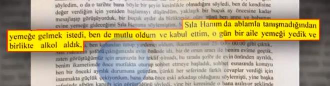 Sla Hanm mesajla bana 'sana ark yaptm' dedi. Telefonuma da yapt arky gnderdi. Ben bunun zerine mutlu oldum. kinci bir ans vermem gerektiini dndm.Sla Hanm, ablamla tanmadndan yemee gelmek istedi, ben de mutlu oldum ve kabul ettim. O gn bir aile yemei yedik ve birlikte alkol aldk.