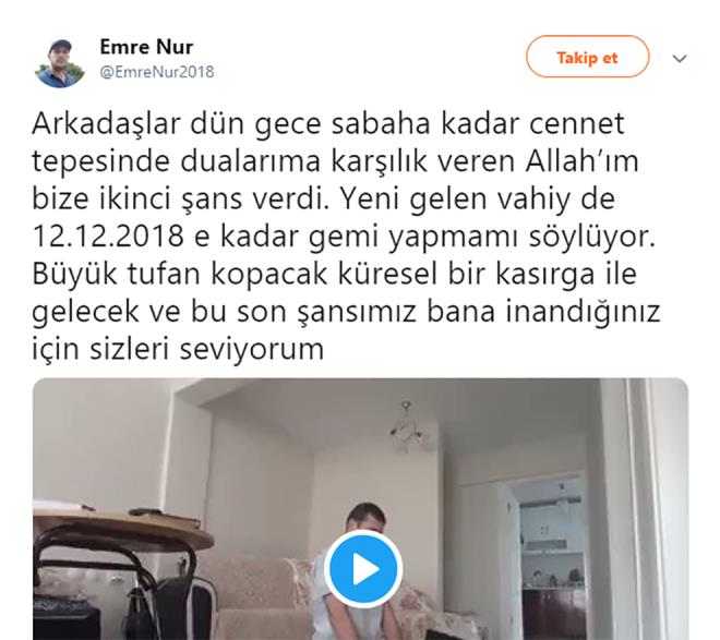 11/11/2018'de dnyaya Tark Yldz decek diyen ancak bu samal tutmayan sahte peygamber bu kez 12/12/2018 tarihine sard. te sosyal medya kullanclarnn kopartan cevaplar