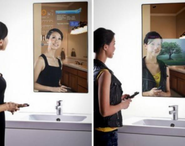 Akll ayna  <br>    Yataktan kalktnz andan itibaren hava durumunu, yollarn trafik olup olmadn bildiren akll ayna.