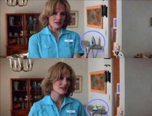 Forrest Gump &#8211; tnn hareket etmesi Forrest Gump&#8217;n Jenny ziyaret etmeye gittii ve oluyla tant sahnelerde t masasnn zerindeki tnn ilk nce ayakta olduunu ancak sahne deitiinde yatk olduunu gryoruz. Daha sonraki sahnelerde duvarda asl olan resmin de kaybolduunu grebilirsiniz.