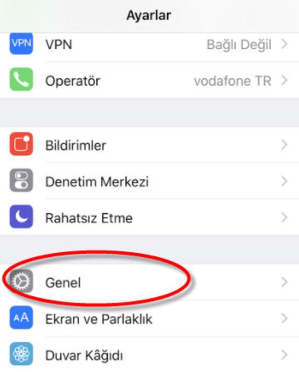 Telefon kullanmanz hzlandracak bir nerimiz daha var. Az sonra yapacanz ayar deiikliiyle yeni iPhone'unuza bomba bir zellik ekleyeceksiniz!    nce Men'den Ayarlar/Genel'e girin.
