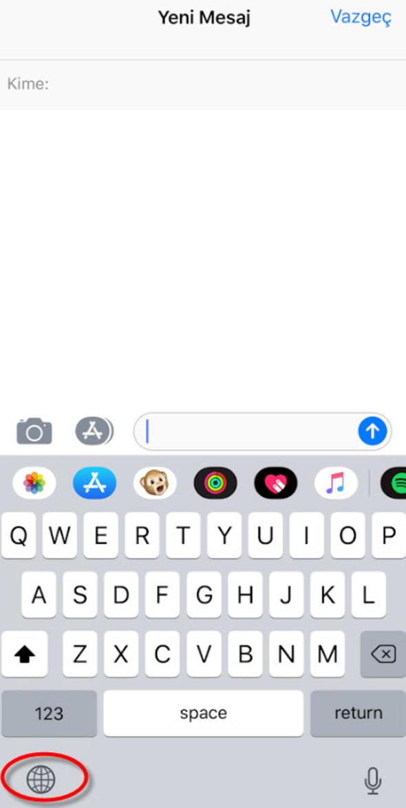 Daha sonra da Whatsapp veya SMS ekrann an ve Dnya simgesine dokunun.