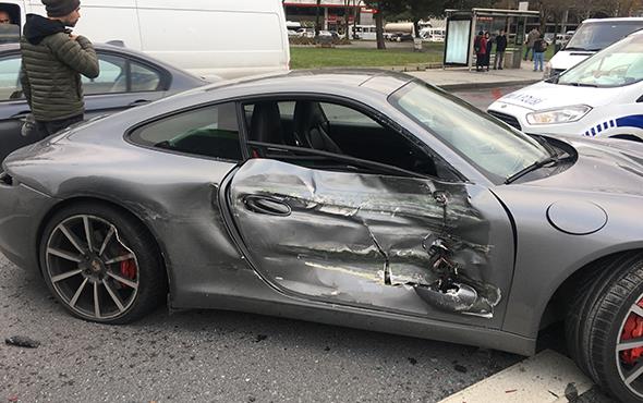 arpmann iddetiyle kontrol kaybolan otomobil kendi ekseninde dnerek seyir halinde olan minibse arparak durabildi.