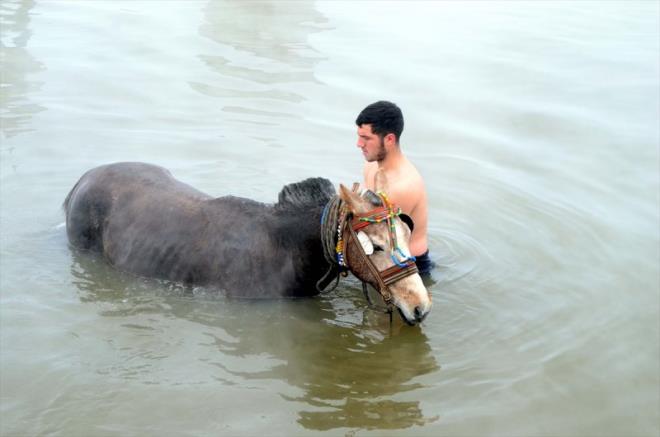 Scak su ve evredeki karla birlikte youn buhar ortaya ok farkl grntler kmasn salyor.