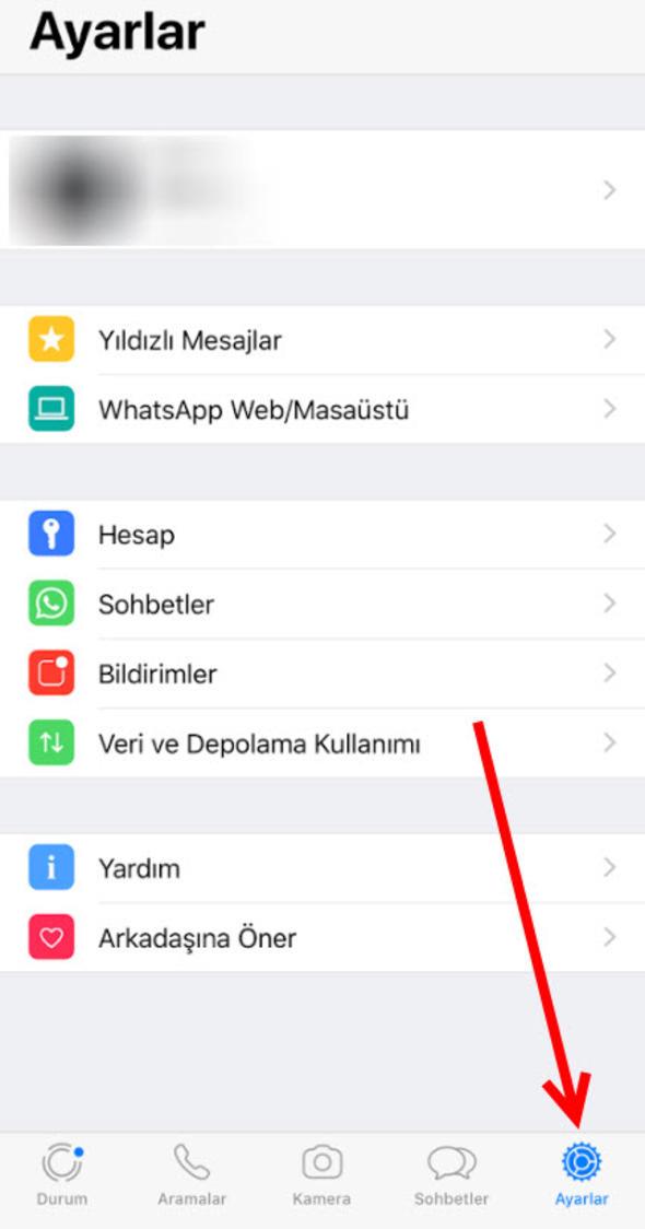 Ardndan hemen Ayarlar'a dokunun.