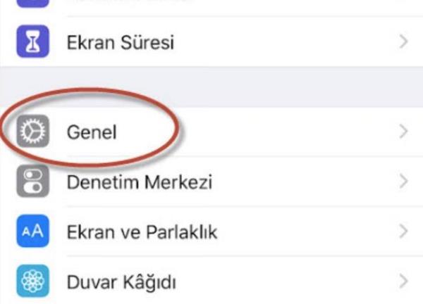 ARJ HIZLANDIRAN YNTEM  Ayarlar'dan Genel ksmna gidin.